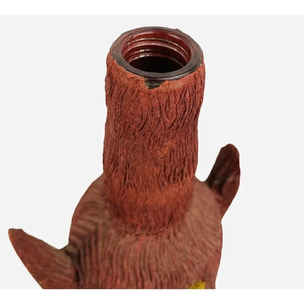RARE VTG Red Carved Bark Wrapped Decanter Bottle Natural Wood Wine Rustic Bar